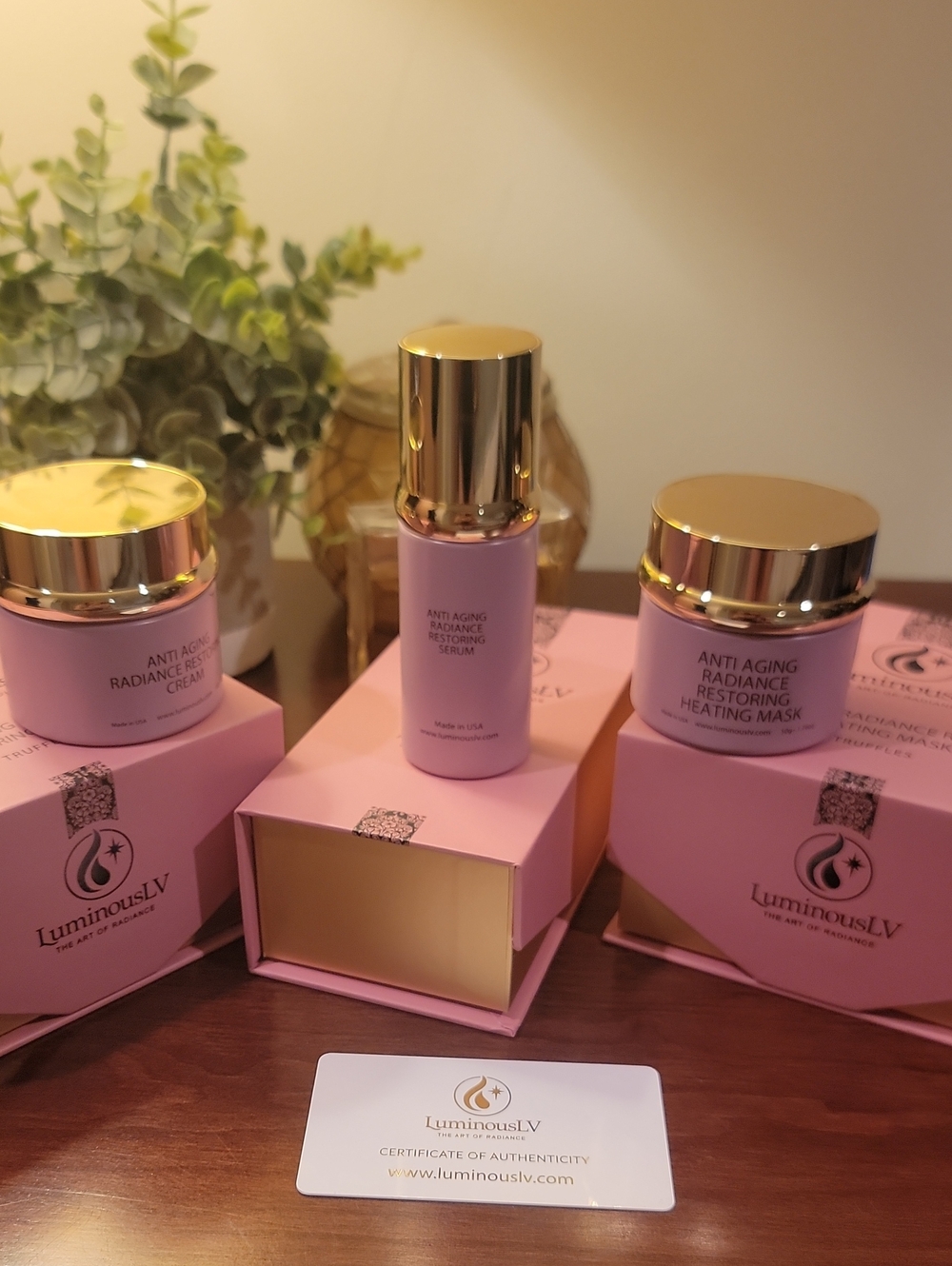 LuminousLV Anti-Aging Radiance Skincare Set - Pink